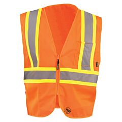Occunomix Tse-Im2Tz-Ol Self Extinguishing Two-Tone Safety Vest, Orange, Size Large