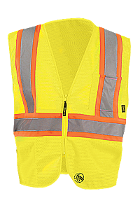 Occunomix Tse-Im2Tz-Y2X Self Extinguishing Two-Tone Safety Vest, Yellow, Size 2X-Large