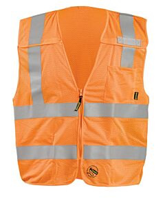 Occunomix Tse-Imbz-Om Self Extinguishing Break-Away Safety Vest, Orange, Size Medium