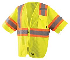 Occunomix Tse-Imz32T-Ys Self Extinguishing Class 3 Two Tone Safety Vest, Yellow, Size Small