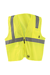 Occunomix Tse-Imz-Y2X Self Extinguishing Mesh Single Stripe Safety Vest, Yellow, Size 2X-Large