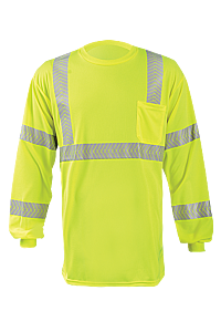 Occunomix Lux-Tlsp3B-Y5X Class 3 Segmented Tape Long Sleeve T-Shirt, Yellow, Size 5X-Large