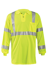 Occunomix Lux-Lspp3B-Yxl Class 3 Long Sleeve Wicking Birdseye Polo T-Shirt, Yellow, Size X-Large