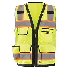 Occunomix Lux-Hds2T-Y2X Class 2 Heavy Duty Surveyor Vest, Solid And Mesh, Yellow, Size 2X-Large