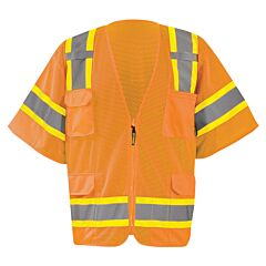 Occunomix Eco-Simz32T-O3X Class 3 Mesh Two Tone Surveyor Vest, Orange, Size 3X-Large