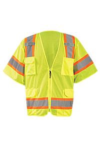 Occunomix Eco-Simz32T-Ym Class 3 Mesh Two Tone Surveyor Vest, Yellow, Size Medium