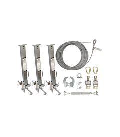 Falltech 60310018 100' Steelgrip Temporary Cable Horizontal Lifeline System With 3 Stanchions For 4" To 18"
