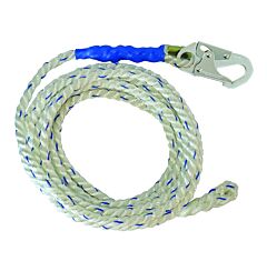 Falltech 820020 200' Vertical Lifeline, Snap Hook With Back Splice 5/8" White