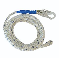 Falltech 8150 50' Vertical Lifeline, Snap Hook With Back Splice 5/8" White