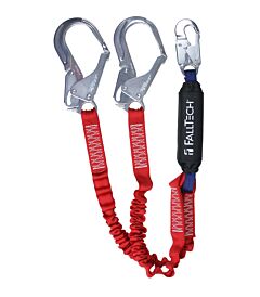 Falltech 8247Ey3A 6' Ironman Elastic-Leg Shock Absorbing Lanyard 12' Ff Y-Leg Alum Snap And Rebar Hooks