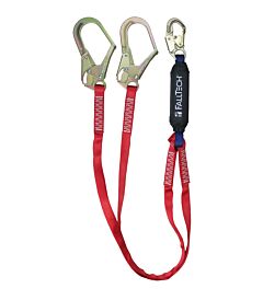 Falltech 8247By3 6' Ironman Shock Absorbing Lanyard 12' Ff Y-Leg Snap Hook/Rebar Hooks