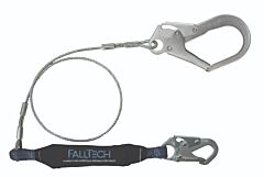 Falltech 83573 6' Shock Absorbing Lanyard Single Leg, Viewpack Coated Cable With Rebar Hook
