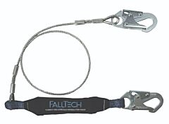 Falltech 8357 6' Shock Absorbing Lanyard Single Leg, Viewpack Coated Cable With Snap Hooks