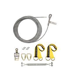 Falltech 60260A 60' Steelgrip Temporary Cable Horizontal Lifeline System With 6' Web Pass-Thru Sling Anchors