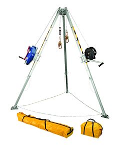 Falltech 7509S Stainless Steel Tripod Kit With Tripod; Winch; 3-Way Retrieval Srl; Leg Brackets, And Storage Bags