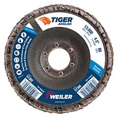Weiler 51302 Tiger Angled Flap Disc, 7/8 In, 80 Grit, 10 Per Box