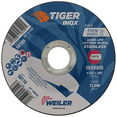 Weiler 58110 Tiger® Inox Grinding Wheel, 4-1/2 In X .045 In, 7/8 Ah