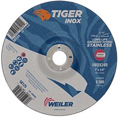 Weiler 58125 7 X 1/4 Tiger Inox Ty27Grind Whl 7/8 Ah
