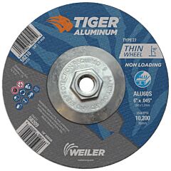 Weiler 58210 Aluminum Cutting Wheels, 6 In Dia., 5/8 In Arbor, Type 27, 60 Grit, Alum. Oxide