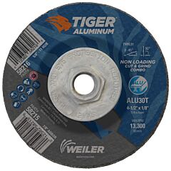 Weiler 58216 Aluminum Combo Wheels, 4 1/2 In Dia, 5/8 In Arbor, Type 27, 30 Grit, Alum. Oxide