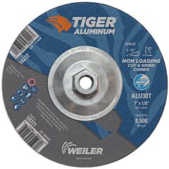 Weiler 58222 Aluminum Combo Wheels, 7 In Dia., 5/8 In Arbor, Type 27, 30 Grit, Alum. Oxide