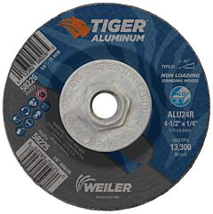 Weiler 58226 Aluminum Combo Wheels, 4 1/2 In Dia, 5/8 In Arbor, Type 27, 24 Grit, Alum. Oxide