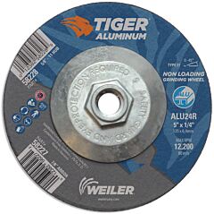 Weiler 58228 Aluminum Combo Wheels, 5 In Dia., 5/8 In Arbor, Type 27, 24 Grit, Alum. Oxide
