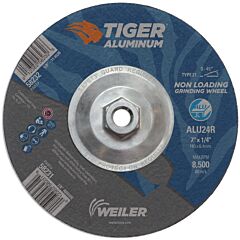 Weiler 58232 Aluminum Combo Wheels, 7 In Dia., 5/8 In Arbor, Type 27, 24 Grit, Alum. Oxide