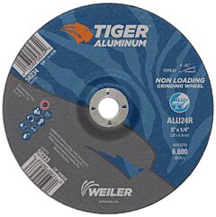Weiler 58233 Aluminum Combo Wheels, 9 In Dia., 7/8 In Arbor, Type 27, 24 Grit, Alum. Oxide