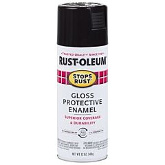 Rust-Oleum® 7779830 Stops Rust® Protective Enamel Spray Paint, 12 Oz, Aerosol Can, Black, Gloss Finish