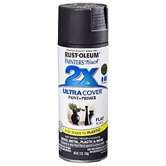 Rust-Oleum® 249127 Painter'S Touch 2X Ultra Cover Ultra Cover Flat Spray Paints, 12 Oz, Black