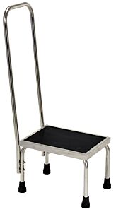 Vestil Ft-Ss-1Hr Stainless Steel Foot Stool With Hand Rail 11-1/4" X 16-1/4" X 37" 250 Lb. Capacity, Silver