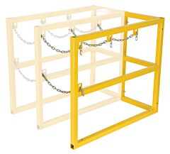 Vestil Cyl-Fmsr-3-Ext Steel Cylinder Barricade Extension Rack 37-1/2" X 15-1/2" X 32" 3 Cylinder Capacity, Yellow
