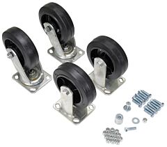 Vestil D-Ck4-Mr6-2 Mold On Rubber Caster Kit 6" X 2" 2400 Lb. Capacity, Black