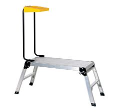 Vestil Afsp-2-Tt Aluminum Folding Step Platform With Tray 15 In. X 35 In. 250 Lb. Capacity Silver