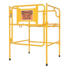 Vestil Mhgr-32-Si-W-01 Steel Manhole Guard Rail With Aluminum Sign 31" X 30" Warning Do Not Enter Sign Message Yellow