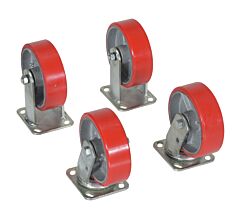 Vestil H-Ck4-Pu6-2 Poly On Steel Caster Kit 6" X 2" 4,800 Lb. Capacity, Red