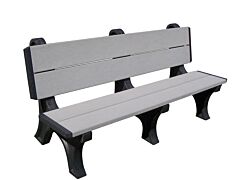 Vestil Ben-Pdb1-48-Bkgy Recycled Plastic Deluxe Backed Bench 28" X 48", Black Legs And Gray Seat