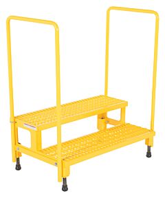 Vestil Asp-36-Hr Steel Adjustable Step Mate Stand 2 Step With Handrails 22-7/8 In. X 38-3/16 In. X 43-1/8 In. 500 Lb. Capacity Yellow