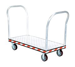 Vestil Atp-C-2448-2Hdl Aluminum Heavy Duty Dual Handle Tread Plate Platform Truck 24 In. X 48 In. 3600 Lb. Capacity Silver