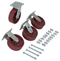 Vestil D-Ck4-Sc6-2Hd Ductile Steel Caster Kit 6" X 2" 8000 Lb. Capacity, Maroon