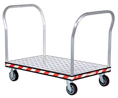 Vestil Atp-C-3048-2Hdl Aluminum Heavy Duty Dual Handle Tread Plate Platform Truck 30 In. X 48 In. 3600 Lb. Capacity Silver