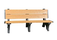 Vestil Ben-Pdb1-72-Bkcd Recycled Plastic Deluxe Backed Bench 28" X 72", Black Legs And Cedar Seat
