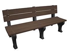 Vestil Ben-Ptdb-72-Bkbn Recycled Plastic Traditional Backed 72", Black Leg And Brown Seat