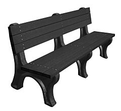 Vestil Ben-Pdb2-72-Bkbk Recycled Plastic Deluxe Backed Bench 26" X 72", Black Legs And Black Seat