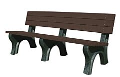 Vestil Ben-Pdb2-72-Bkbn Recycled Plastic Deluxe Backed Bench 26" X 72", Black Legs And Brown Seat