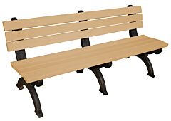 Vestil Ben-Pmqb-72-Bkcd Recycled Plastic Monarque Backed Bench 72", Black Leg Cedar Seat