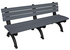 Vestil Ben-Pmqb-72-Bkch Recycled Plastic Monarque Backed Bench 72", Black Leg Charcoal Seat