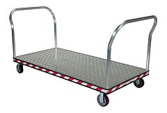 Vestil Atp-C-3672-2Hdl Aluminum Heavy Duty Dual Handle Tread Plate Platform Truck 30 In. X 72 In. 3600 Lb. Capacity Silver