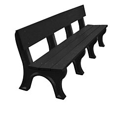 Vestil Ben-Plmb-96-Bkbk Recycled Plastic Landmark Backed Bench 96", Black Legs And Black Seat